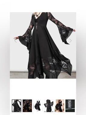 Killstar misty night Black Lace Bell-Sleeve Maxi Dress - Elegant Gothic Style